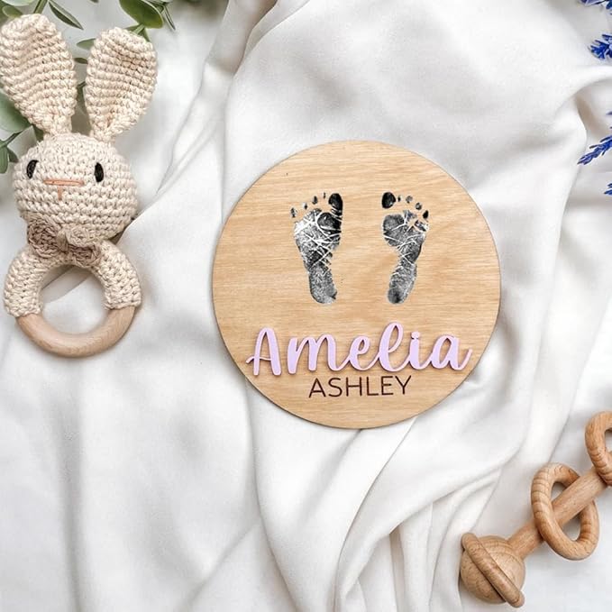 Personalized Wooden Baby Name Announcement Signs, Custom Baby Name Sign, Birth Announcement And Footprint Sign For Hospital, Baby Girl Or Boy, Welcome Signs, Baby Arrival Sign, Baby Shower Gifts /4