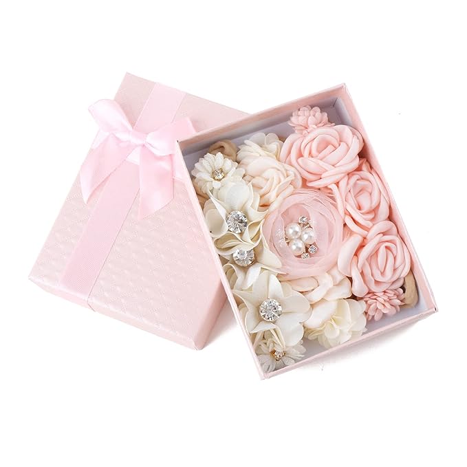Baby Girl Floral Headband Nylon Flower Crown Elastic Hairband 3pcs Hair Accessories Gift for Girls (33#)