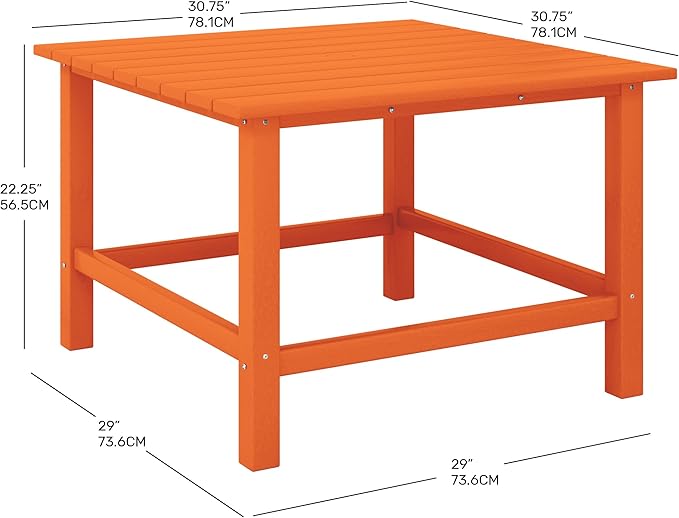 Costaelm Outdoor Kids Table, Toddler Dinner Table Baby Desk Outdoor Childrens Party Tables for Arts & Crafts, Snack Time, Multi-Activity Desk for Ages 2-8 in Classroom/Outside, Orange