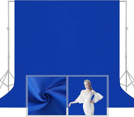 YSKE-Y1 10x10ft Blue Photo Backdrop, Seamless Fabric Background Photography Backdrop Curtain Screen for Photoshoot Video Studio Party