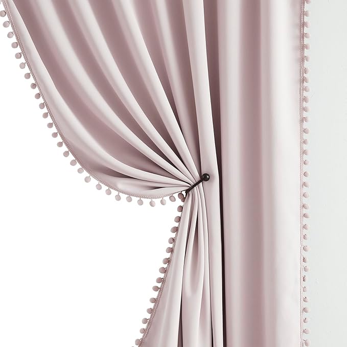 Treatmentex Blackout Window Curtains for Bedroom Pink Girls Room Curtains 54" Length Thermal Insulated Curtain Panels 52" W x 54" L 2 pcs Rod Pocket