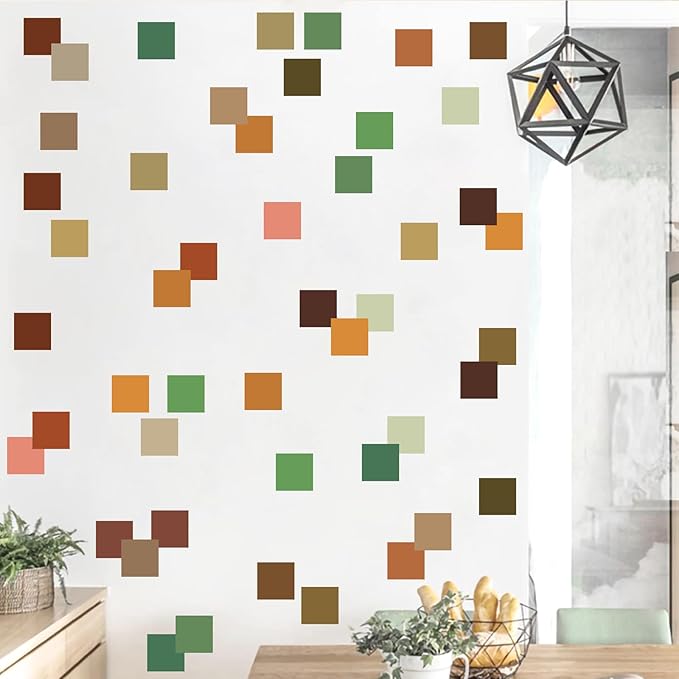 Pixel Block Wall Decals Geometric Square Wall Stickers Removable Pixel Gamer Vinyl Decals Game Room Border Sticker DIY Gaming Color Block Stickers for Playroom Nursery Bedroom Decor