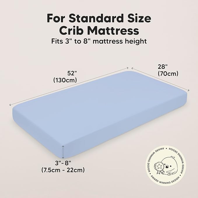 KeaBabies 2-Pack Baby Crib Sheets for Boys, Girls - 52x28 Viscose Derived from Bamboo Toddler Bed Sheets Neutral, Fitted Crib Mattress Cover for Standard Baby Bedding, Soft & Cozy (Blue Flax)