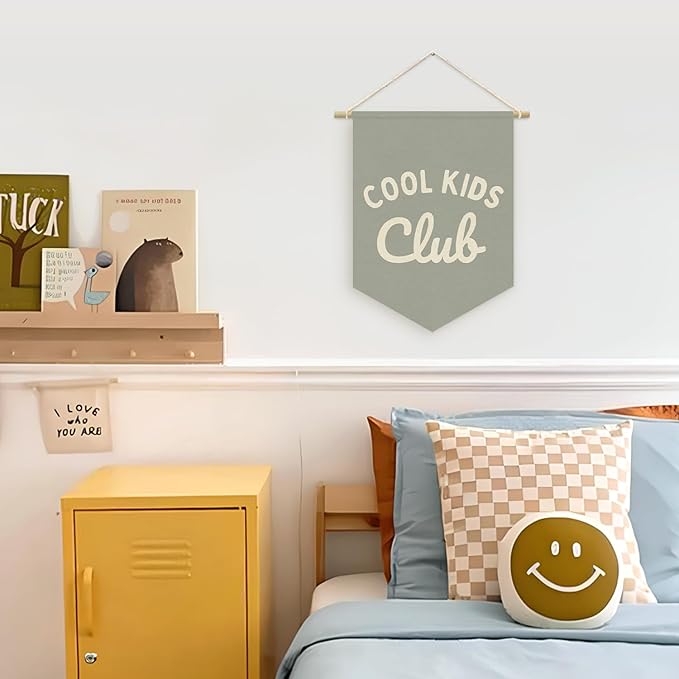 Playroom Wall Hanging Banner, Cool Kids Club Pennant Flag, Boy Nursery Decor, Classroom Decor Baby Nursery Room Banner