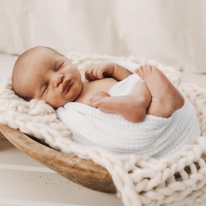 Newborn Photography Props for Baby Boys and Girls Newborn Wraps for Infant Baby Photoshoot Waffle Texture Knit Blanket