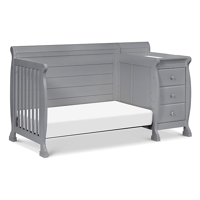DaVinci Kalani 4-in-1 Convertible Baby Crib & Changing Table Combo - GREENGUARD Gold Certified - Toddler Bed, Daybed, Full-Size Bed Conversion - 4 Adjustable Mattress Heights - Gray