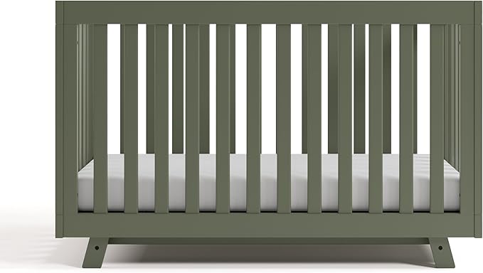 Storkcraft Beckett 3-in-1 Convertible Crib (Olive) – GREENGUARD Gold Certified, Fits Standard Crib Mattress, Converts to Toddler Bed and Daybed, 4 Adjustable Mattress Heights, Grow-with-Me Design
