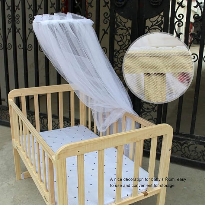 Breathable Protective Net for Baby Crib, Premium Soft Mesh Yarn, Canopy Netting Cover for Infant Bedroom, White, 1.6x4.2m, Single Door Opening