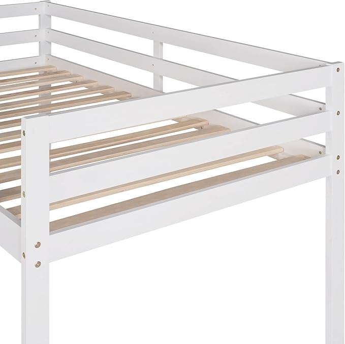 Loft Twin Bed Frame for Boys Girls Kids Toddler with Slide, Multifunctional Design, Twin (White)
