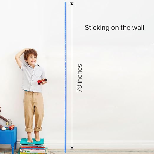 Height Measurement for Wall, Children Adult Height Measure Rod, 3D Removable Growth Chart Stick, Wall Mounted Splicing Ruler for Kids Baby Nursery 79 inch (Blue)