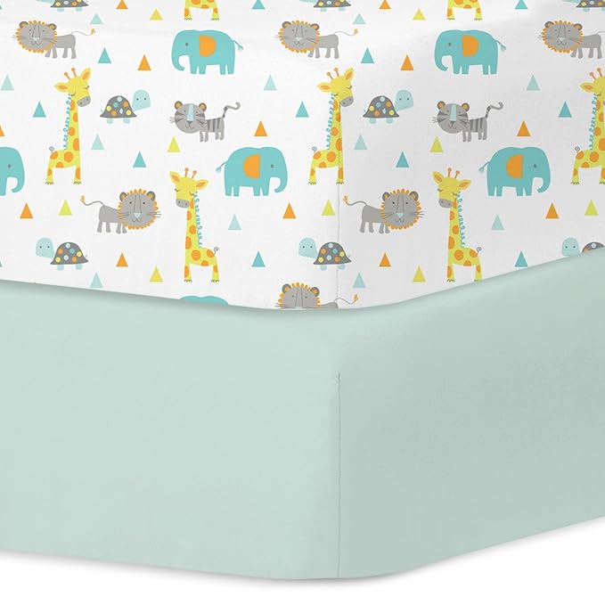 Little Grape Land Crib Sheets 2 Pack for Boys and Girls, Baby Neutral Crib Fitted Sheets for Standard Crib & Toddler Mattress, Super Soft Breathable Fitted Crib Sheet Set, Woodland Animal
