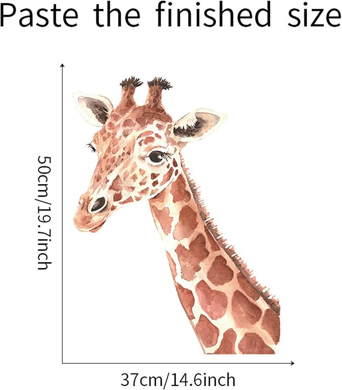 ROFARSO Lifelike Lovely Cute Giraffe Animal Vinyl Wall Stickers Removable Wall Decals Art Decorations Decor for Nursery Baby Bedroom Playroom Living Room Murals