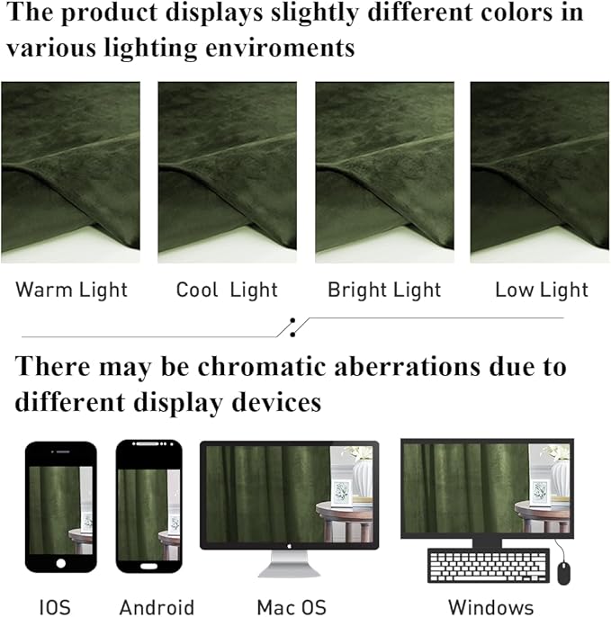 StangH Moss Green Curtains 100 inches Long Back Tab Thermal Insulated Room Darkening Drapes for Sliding Door Living Room Christmas Decoration for Bedroom, W52 x L100, 2 Panels
