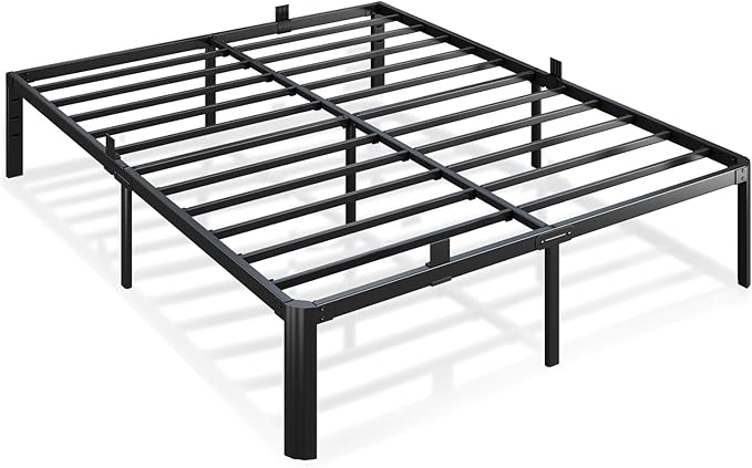 Metal Bed Frame Full Size, 14 Inch 3500 lbs Heavy Duty Platform Bed Frames Steel Slats Noise Free No Box Spring Needed, Easy Assemble Sturdy Bedframe Rounded Corner with Storage and Mattress Retainers