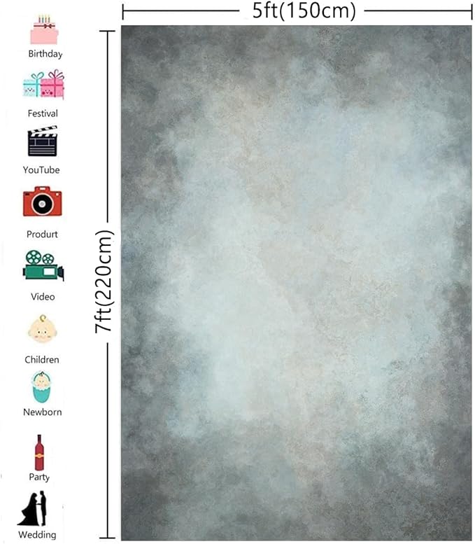 5x7ft Baby Show Photography Backdrops Grey Abstract Photo Booth Prop Background for Studio Prop Happy Birthday Backdrop