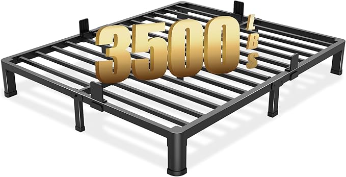 6 inch King Size Bed Frame with Round Corner Legs Mattress Slide Stopper,Low Profile Heavy Duty Metal Platform,Steel Slat Support,No Box Spring Needed,Easy Assembly,Noise Free