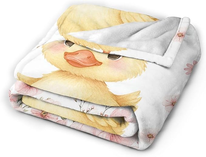 Duck Blanket Cute Duck Flower Throw Blanket Soft Cozy Fleece Fuzzy Plush Warm Stuff Animal Bedding Nursery Toddler Baby Blankets Gifts for Boys Girls Kids Adult Men Women 40"X50"