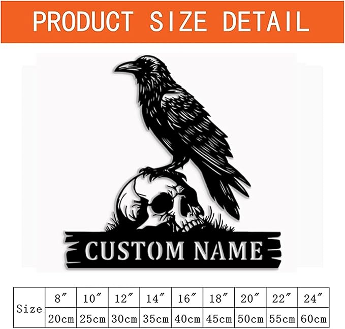 Personalized Crow Metal Sign,Raven Sign,Custom Black Crow Name Sign,Metal Crow Wall Art,Raven Birdwatch Home Decor,Gift for Bird Lover