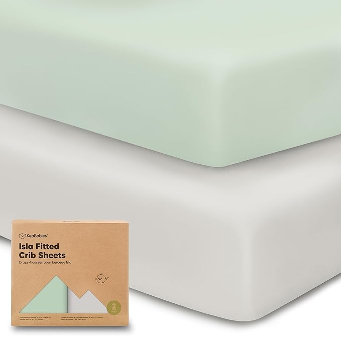 KeaBabies 2-Pack Baby Crib Sheets for Boys, Girls - 52x28 Viscose Derived from Bamboo Toddler Bed Sheets Neutral, Fitted Crib Mattress Cover for Standard Baby Bedding, Soft & Cozy (Sage)