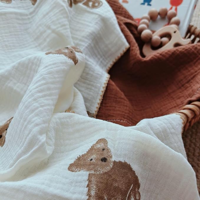 Baby Swaddle Newborn Recieving Blanket 100% Cotton Muslin 2Pack Nursery Wrap Lace Design 40"x40"