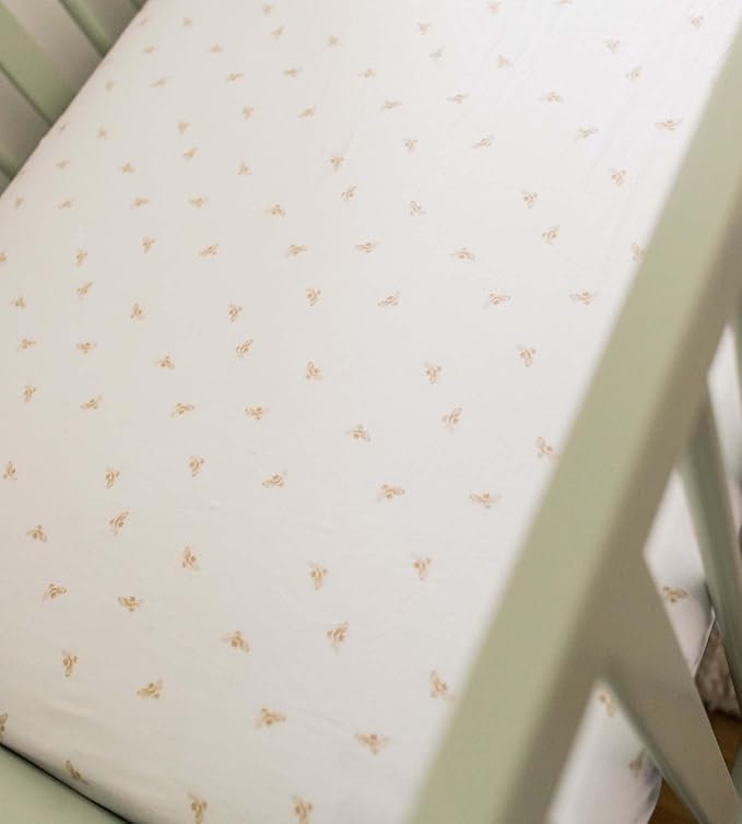Burt's Bees Baby Essential Organic Cotton Fitted Crib Sheet, Breathable for Boy Girl Standard Crib & Toddler Mattresses
