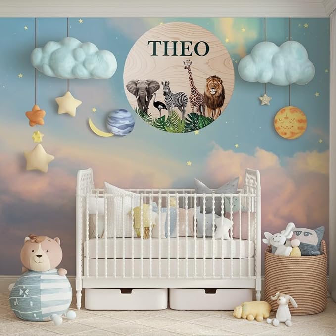 Personalized Name for Nursery Wall, Desert Animals Sign for Baby Door Decor, Newborn Gifts for Boy, Boys Nursery Wall Bedroom Decorations, Mother's Day Gifts for New Mom Dad Gift