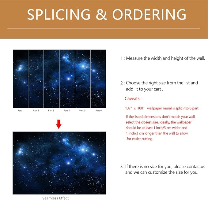Galaxy Wallpaper Peel and Stick Night Sky Ceiling Self-Adhesive Mural for Living Room Bedroom 137"x100"