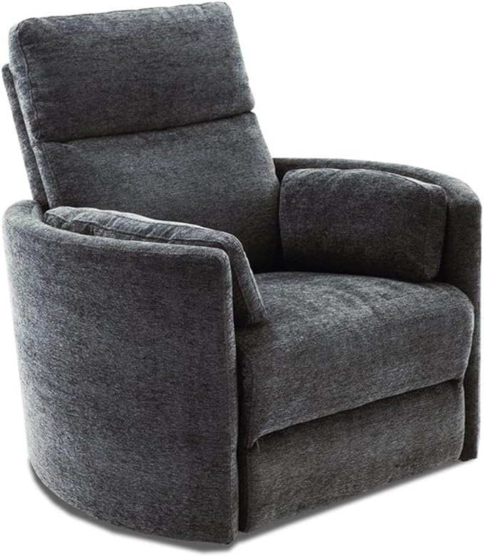 Pemberly Row Modern Charcoal Fabric Power Swivel Glider Recliner (Two Pack) with USB Charging Ports for Living Room