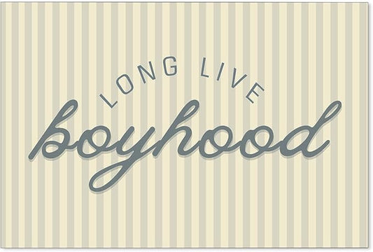 YYS Long Live Boyhood Quote Wall Art Preppy Blue Stripe Poster Modern Fashion Minimalist Canvas Prints for Boy Nursery Bedroom Wall Decor 16x24 inch Unframed