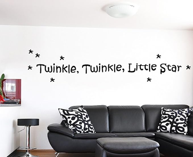Twinkle, Twinkle, Little Star Wall Decals Stickers, Black, 15"