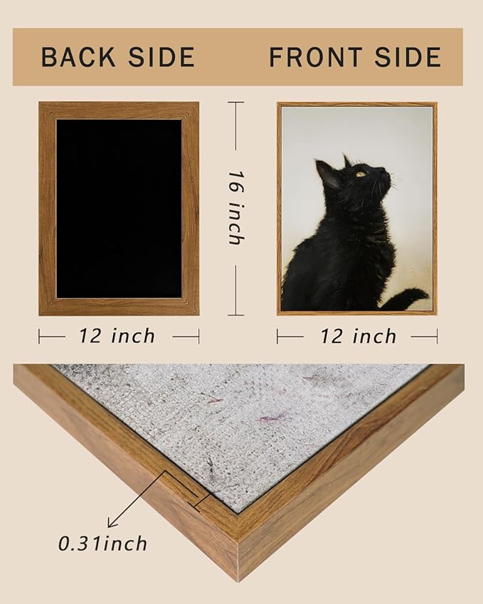 ARPEOTCY Vintage Framed Canvas Wall Art, 12x16inch, Farmhouse Black Cat Wall Decor, Animal Art Prints Home Decorations, Cottagecore Paintings for Living Room Bedroom Office Decor