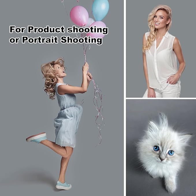 Grey Backdrop for Photography, 10x20ft Gray Photo Backdrop Pure Polyester Grey Screen Curtain for Photoshoot