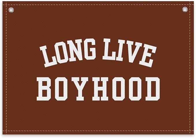 Long Live Boyhood Boys Room Decor - Linen Nursery Banner for Toddler Room Decoration, Farmhouse Kids Wall Hanging, Canvas Banner Flag for Baby Shower, Birthday Gift - A06