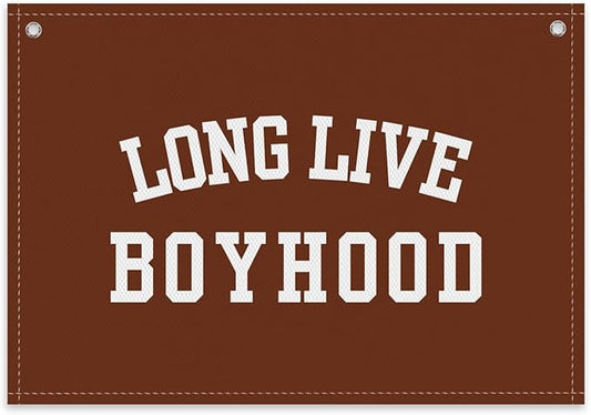 Long Live Boyhood Boys Room Decor - Linen Nursery Banner for Toddler Room Decoration, Farmhouse Kids Wall Hanging, Canvas Banner Flag for Baby Shower, Birthday Gift - A06