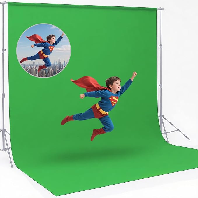 10x20ft Green Screen Backdrop for Photography, Dual-Size Dual-Pocket Design Chromakey Background for Photoshoot, Game Steaming, Zoom Meeting with Both Options of 10 ft and 20 ft in Width