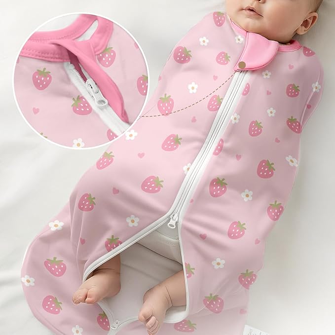 Baby Swaddle 0-2 Months, Cotton Arm-In Zipper Sleep Sack, Wearable Blankets Wrap for Newborn Infant Girls (Floral, Pack of 1)