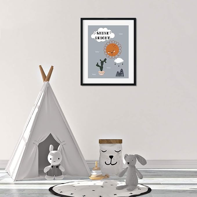 Andaz Press Nursery Kids Room Scandinavian Hello Llama Wall Art Decor Poster Prints, 8.5 x 11-inch, Scandinavian Shine Bright Llama Graphic, 1-Pack, Unframed