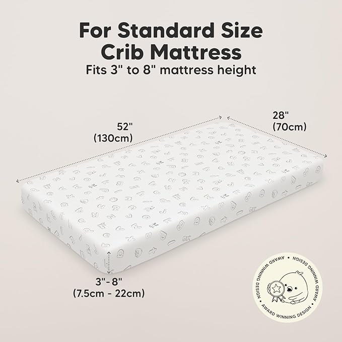 KeaBabies 2-Pack Organic Crib Sheets for Boys, Girls - 52x28 Fitted Crib Mattress Sheet Neutral, Breathable Jersey Cotton Cover for Baby Bed, Toddler Mattress, Soft & Cute Prints (ABC Land Sky)