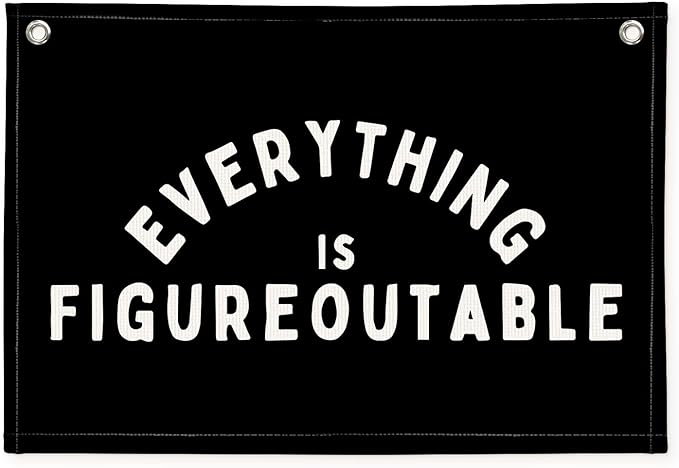 Everything is Figureoutable Inspirational Wall Decor, Motivational Classroom Wall Decor, Classroom Linen Canvas Banner Hanging Flag, 20x30 Inch - Black