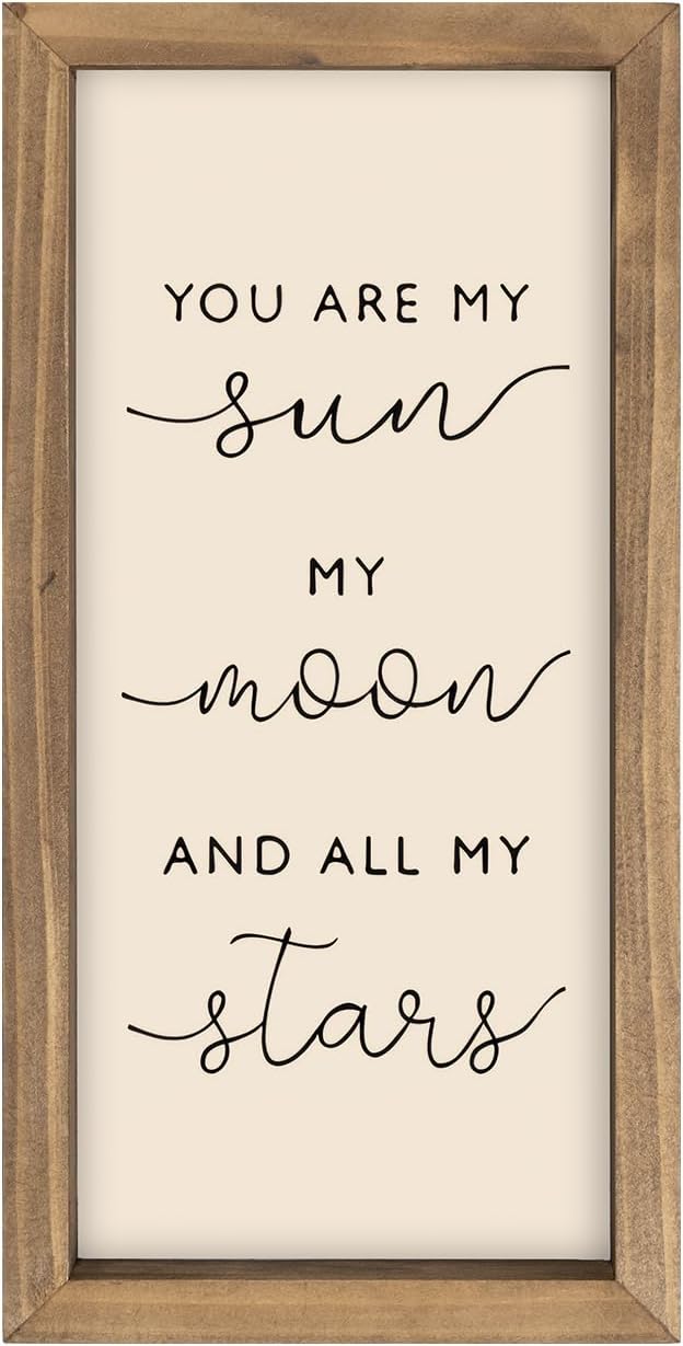 pechpell 11.8×5.9 In Nursery Wall Art, Wooden Sign Baby Room Wall Decor, You are My Sun Moon and Star Rustic Space Themed Kids Girl Boy Teen Room Bedroom Playroom Farmhouse Decorations for Home