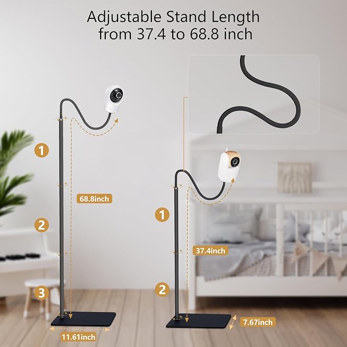 Baby Monitor Floor Stand Mount Compatible with Vtech VM819, Advanced HQ Max, New VM901, RM7764HD, RM5467HD Baby Monitor, Baby Camera Stand Holder with Height Adjustable, Out of Baby Reach, More Safety