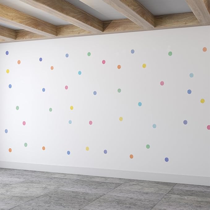 Watercolor Rainbow, Sun, Polka Dots Wall Decal for Kids Room, Nursery, Baby Room Decor, Polka Dots Mural, Rainbow Wallpaper (Polka DOTS, XLarge)