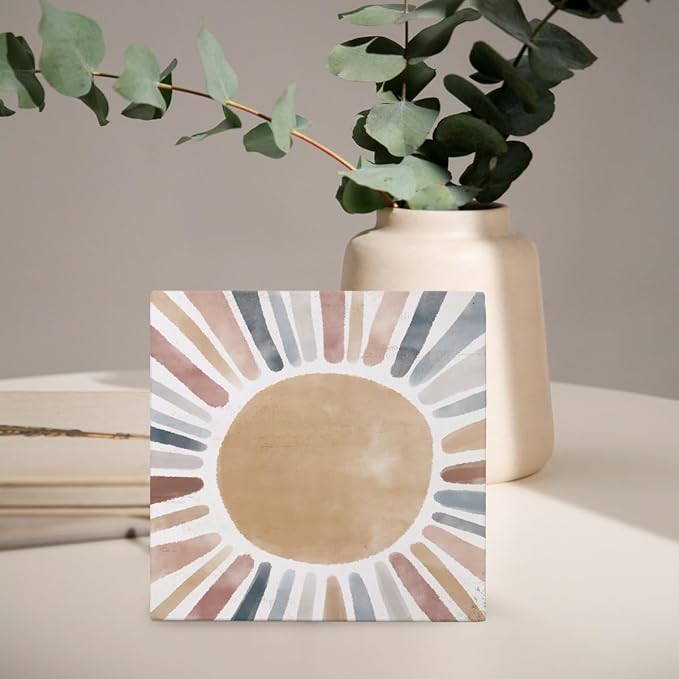 Boho Sunshine Nursery Wood Box Sign - Neutral Boho Nursery Decor for Girl & Boys, Desk & Playroom Decor, 5x5