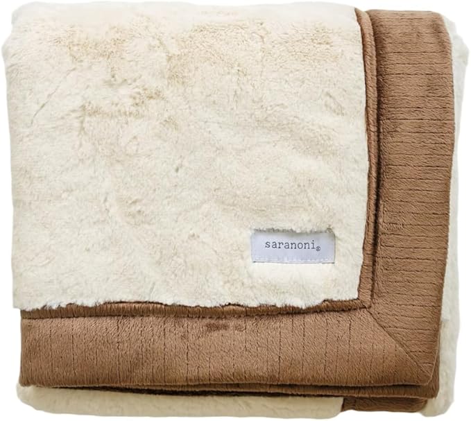 SARANONI Luxury Lush Kids Blanket | Ultra-Soft & Cozy Plush Comfy Blankets for Kids & Teens | Ivory/Gingersnap 40” x 60”