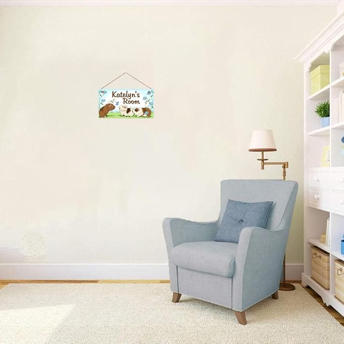 Personalized Name Signs Cute Groundhog Sign for Kids Room Bedroom Wall Decor Wood Plaque Hanging Wall Art Decor Gift 5 * 10 inch