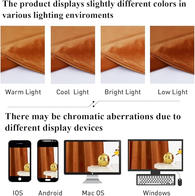 StangH Velvet Curtains 108 inches Long - Orange Room Darkening Thermal Insulated Living Room Drapes Back Tab Privacy Backdrop Curtains for Holiday Decor, W52 x L108, 2 Panels