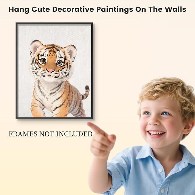 VOLIX Baby Room Wall Art, Jungle Animal Baby Animals Decor, Children Bedroom Decorate, 12x16 inch, UNFRAMED