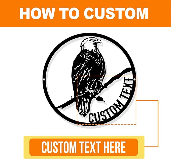 Metal Sign Customized, Personalized Eagle Wall Decor Indoor or Outdoor, Custom Signs Outdoor Metal, Cabin Decor, Porch Decor