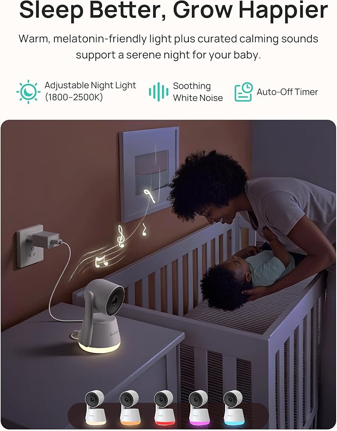 Dr.Care LumiView Plus Smart WiFi Baby Monitor with 2 Cameras - 5.5" 1080P Split Screen & 2K Camera, Privacy Mode, Cry & Motion Alerts, 5000mAh Removable Battery, RGB Night Light, HD Night Vision