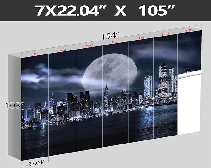 XMPMBM-Grey City Night View The Moon Nursery Room Fabric Wallpaper Living Room Bedroom Bathroom Wall Mural-W 154" X H 105"（112 Square Foot）